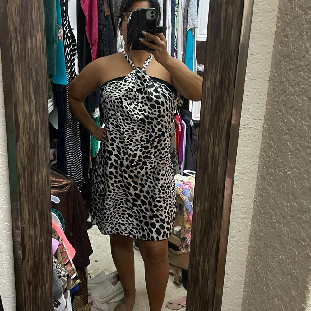 Leopard print halter dress